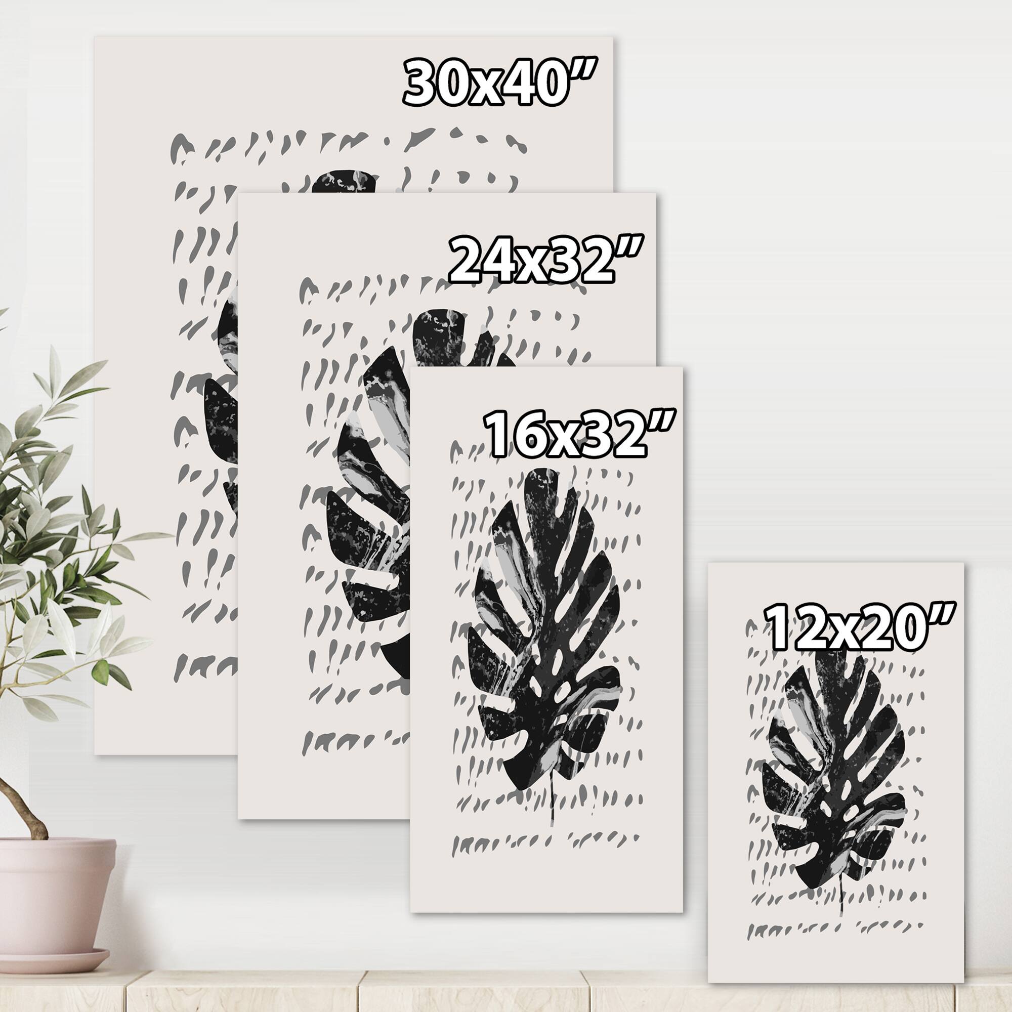 Designart - Minimal Tropical Palm Leaf On Grunge Texture